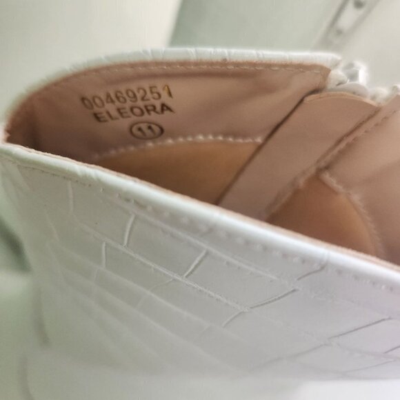 Lulus Eleora Bone Croc Embossed Mid Calf High Heel Western Boots Size 11 - Picture 14 of 16